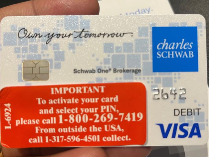 Charles Schwab checkbook and debit card
