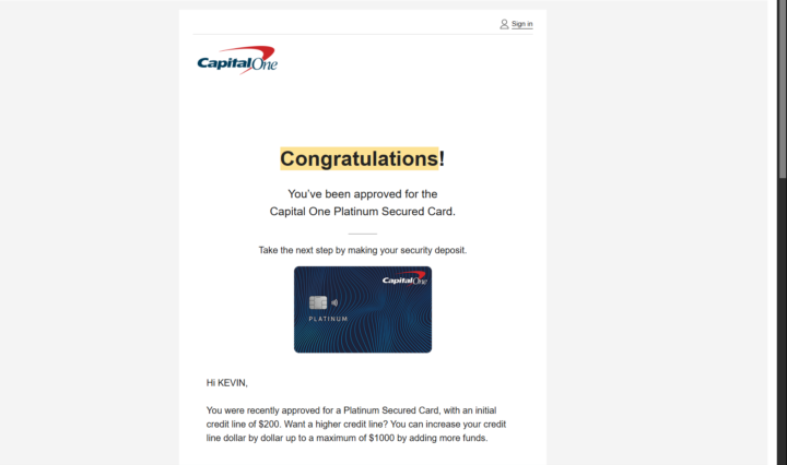 Capital One approved