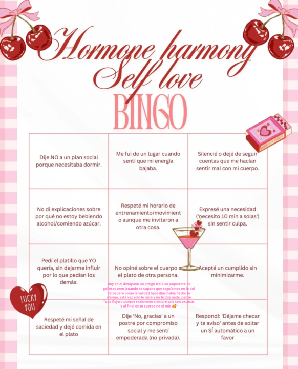 Bingo: No opine sobre el cuerpo o plato de otra persona. 