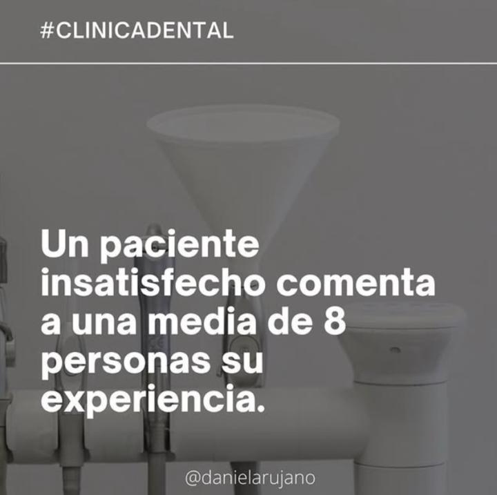 ⚠️Un paciente insatisfecho comenta a una media de 8 personas su experiencia