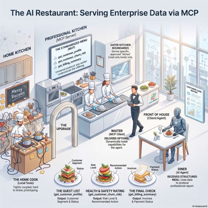 MCP finally makes sense when you stop explaining it like architecture and start explaining it like a restaurant.