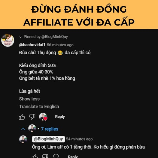 Sự khác biệt giữa Đa Cấp và Affiliate