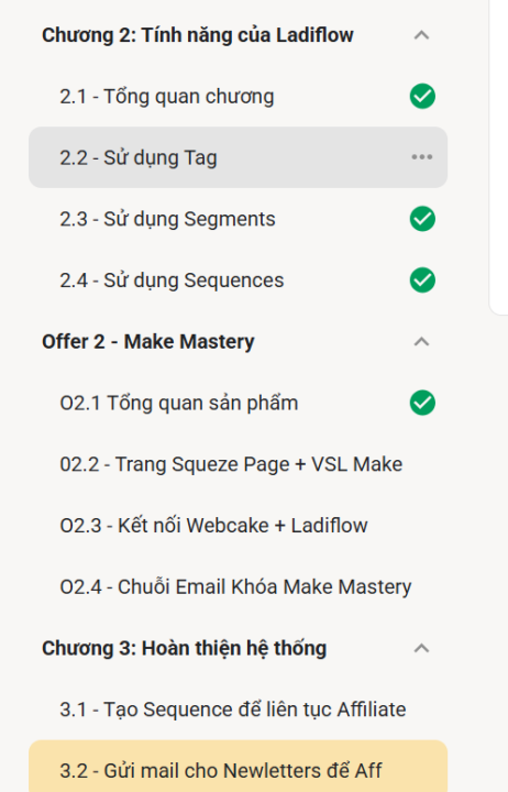 Nộp bài tập tại Post này: Đã Upload Full Luồng Offer 2 và chương 3 trong cộng sự. 