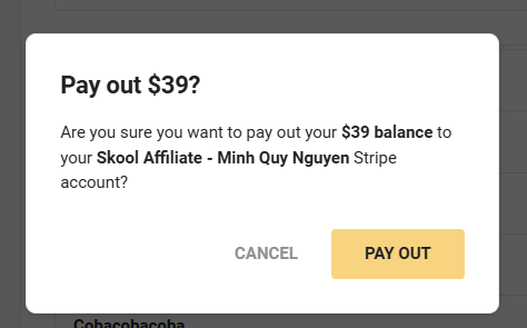 Payout lần đầu cho việc Affiliate Skool