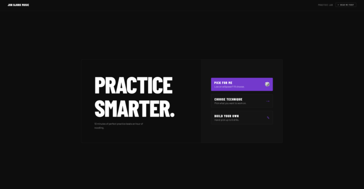 The hardest part of practicing is starting. I made something for that.