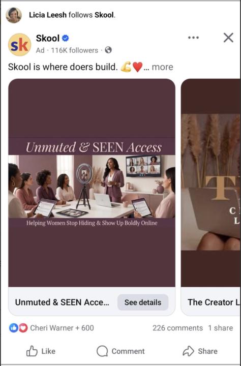 🎉 From Muted to Featured: Unmuted & SEEN Access Was Featured in a Skool Ad!