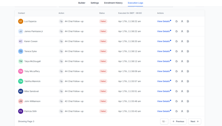 Chat Follow Up Not Working, On ALL accoutnts