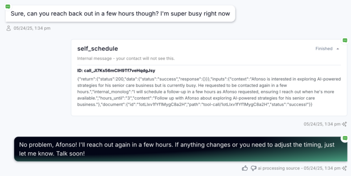 Self Schedule - Weird follow-up message... (How to fix?)