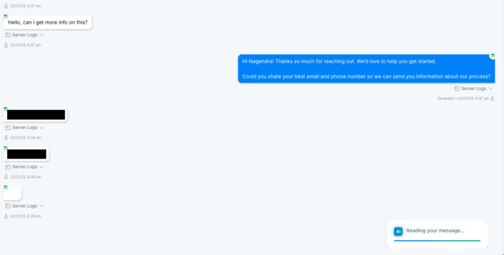 Conversation Stuck on "Reading your message..."