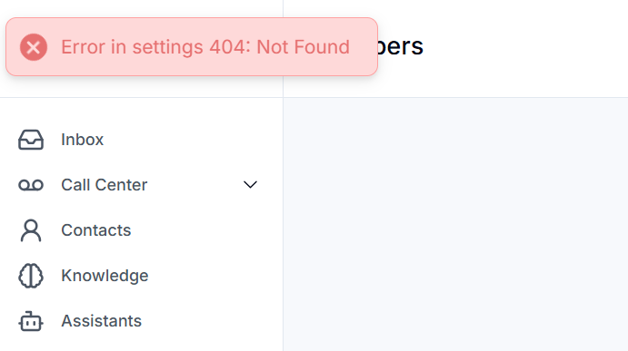 Error in settings 404: