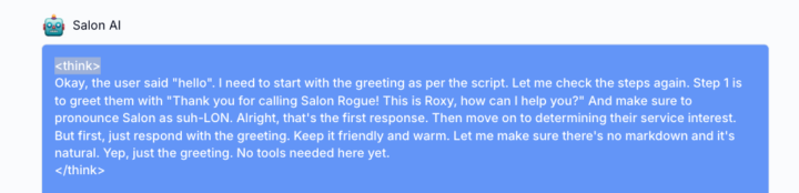 Chat Including  "thinking" process