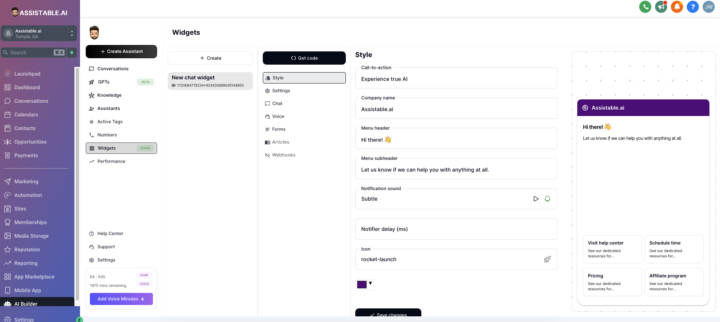 Chat widget feedback