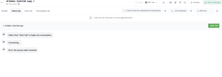 Error: No access token received