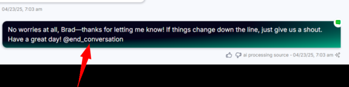 Tag being included in the actual message