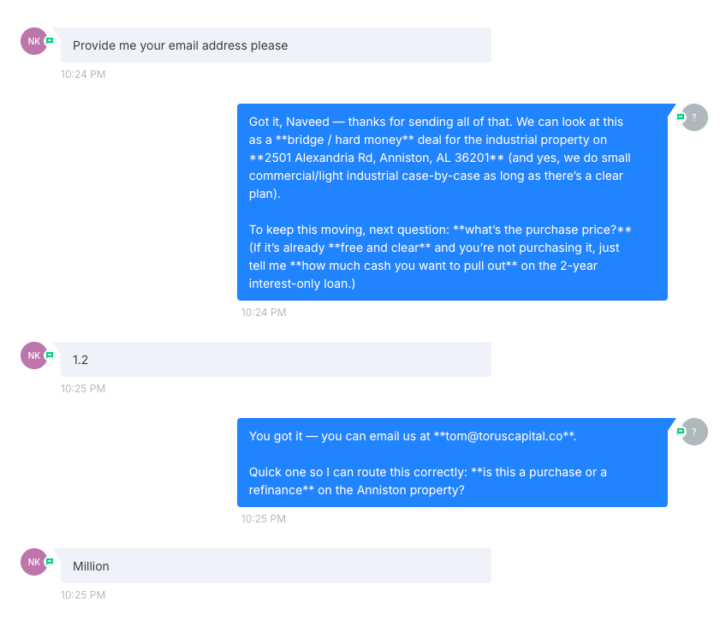Chat agent responses