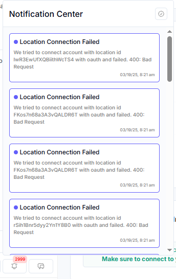Location Connection Failed