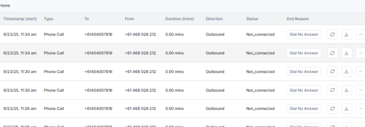 Outbound Call not connecting