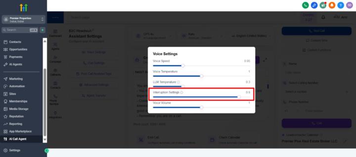 interruption setting ??