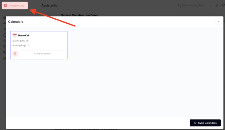 Calendar Unauthorized? 