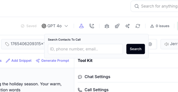Test Calls In the Builder - Have AI Call you