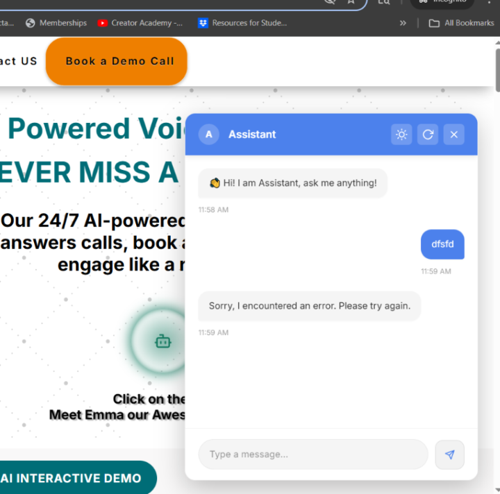 Chat Bot giving errors again
