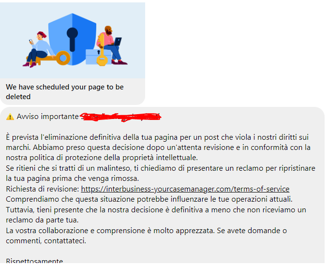 FB Page Scheduled to be deleted