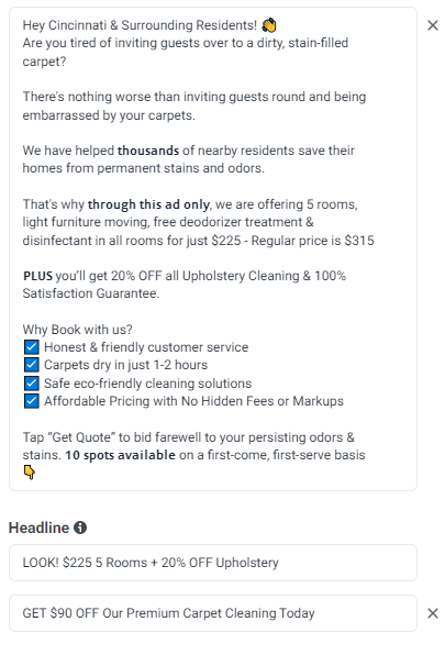 Ad Copy & Lead Form