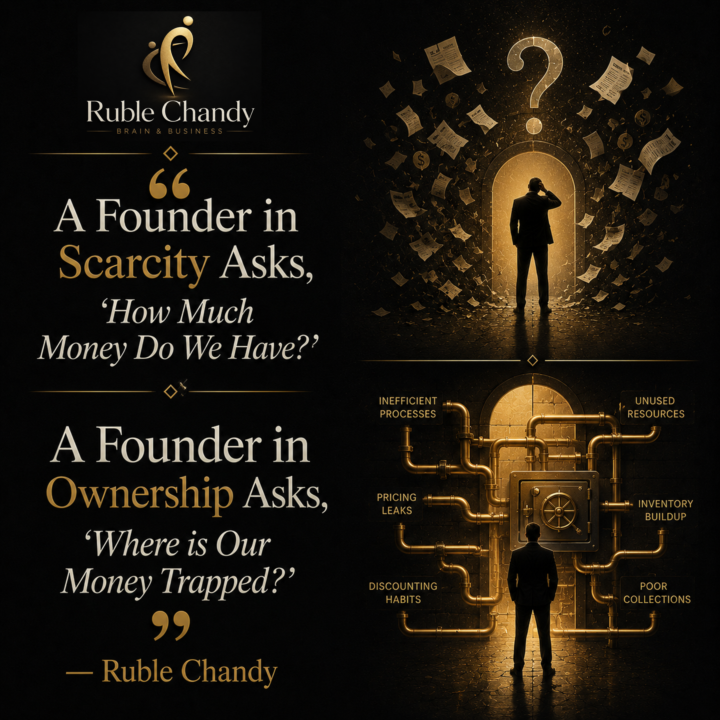 "A Founder in Scarcity Asks, 'How Much Money Do We Have?', A Founder in Ownership Asks, 'Where is Our Money Trapped?'" — Ruble Chandy