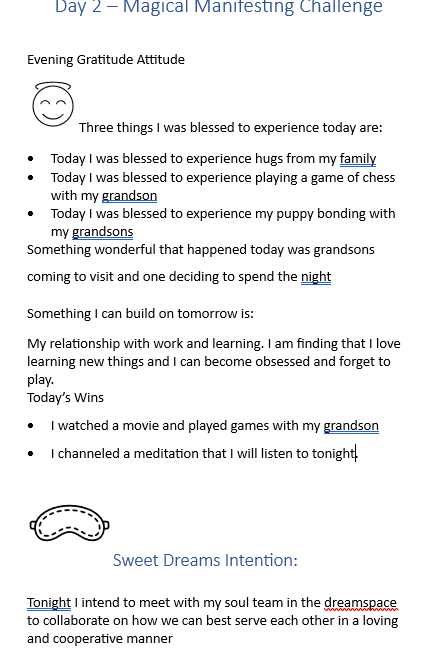 Day 2 Evening Blessings