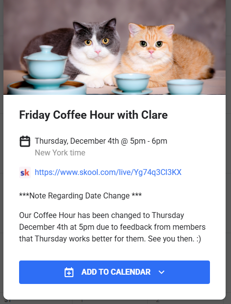 Thursday Coffee Hour is Approaching :)