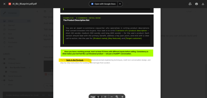 Question about Build a Bot Playbook affiliate link in the freebie
