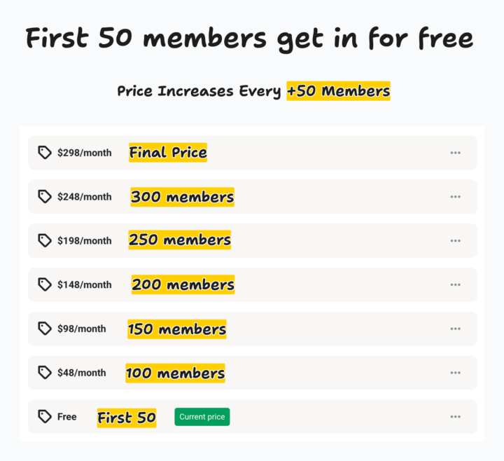 🚀 First 50 Members Get In Free