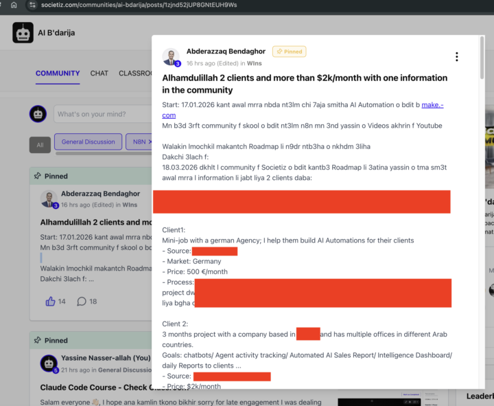 $2k/month - 2 Clients with one information in PAID community