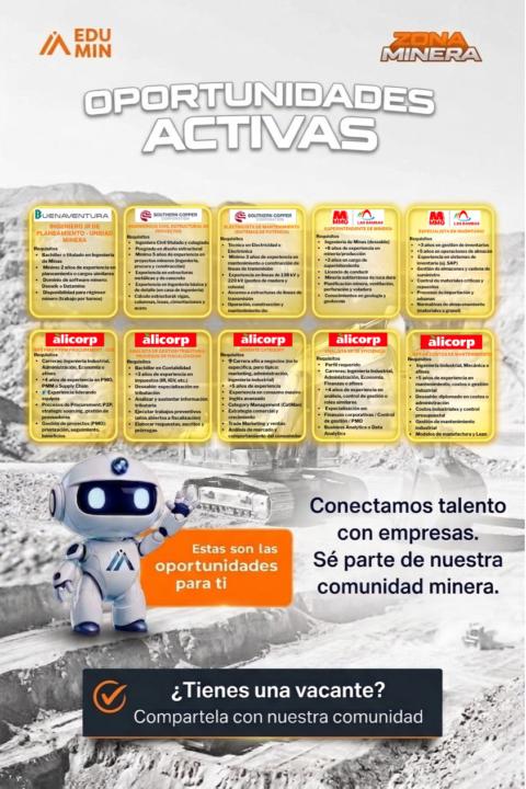 👷🏻‍♀️👷🏻VACANTES MINERAS 16/04/2026
