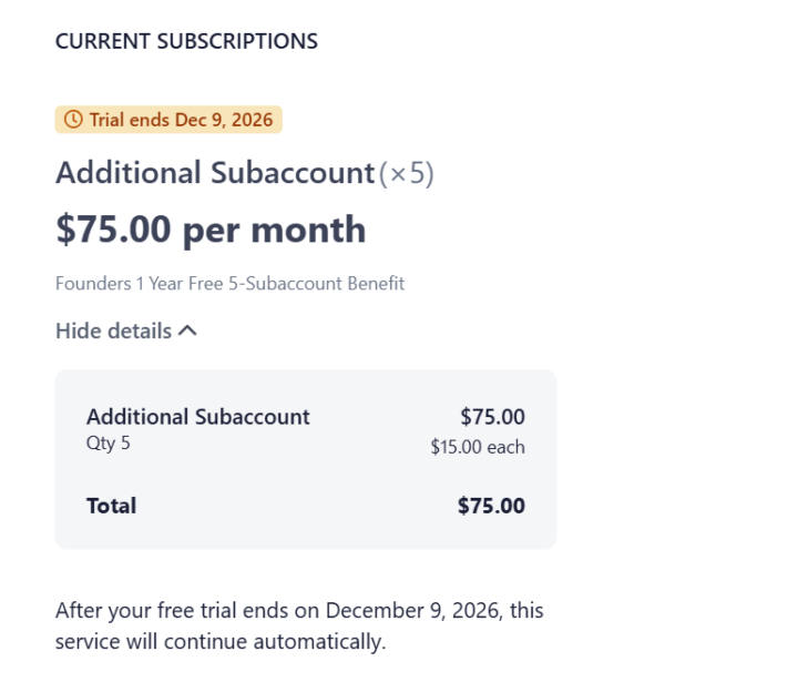 Ya estamos entregando las 5 subcuentas gratis 🎉