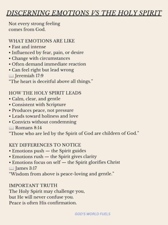 Discerning emotions Vs the Holy Spirit