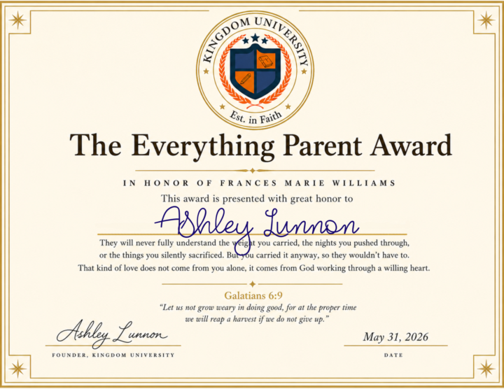 Kingdom parents, your certificate is below.🧡🧡