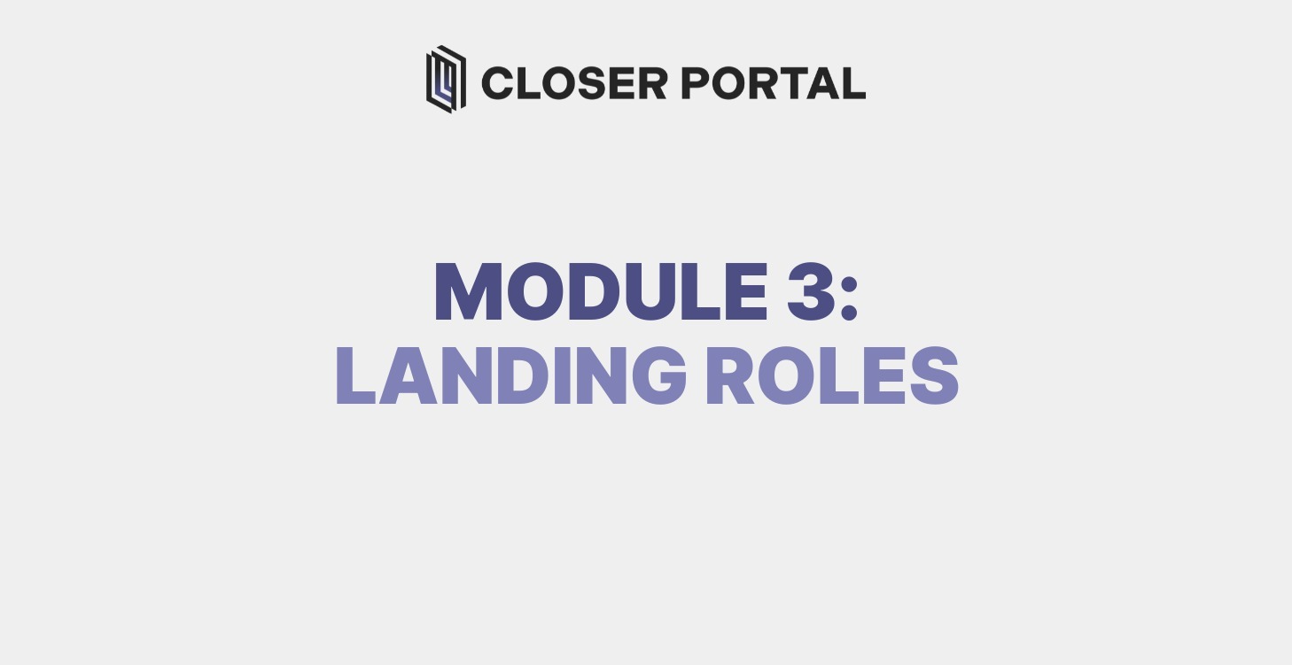 Module 3: Landing Roles