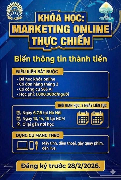 HẠN CHÓT ƯU ĐÃI HỌC PHÍ 1TR CHO 3 NGÀY THỰC CHIẾN MARKTETING ONLINE 3 NGÀY