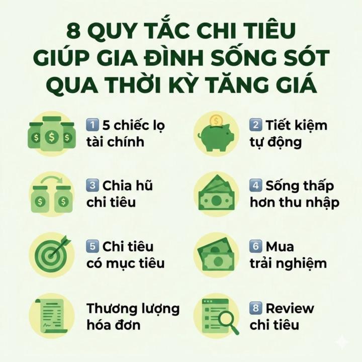 8 quy tắc chi tiêu giúp gia đình vượt qua thời kỳ bão giá.