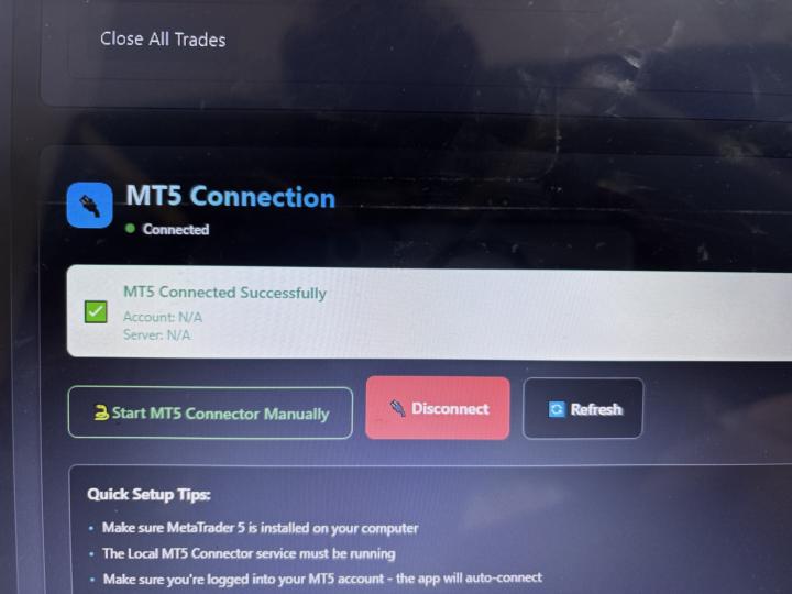 How to connect  Start MT5 connector Manually
