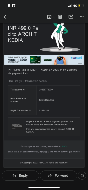Tomorrow I pay for aidek but I don’t get any email from the company 