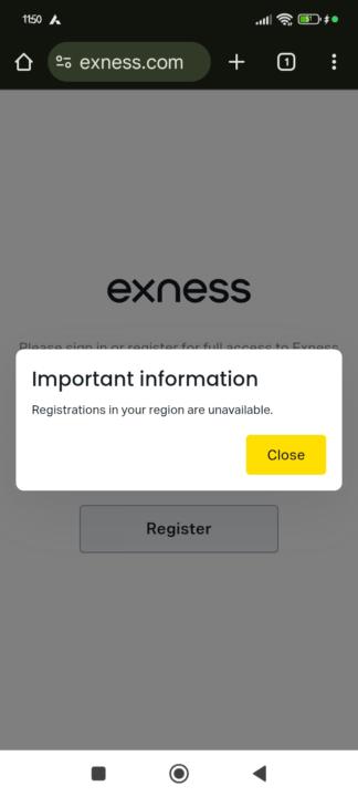Exness banned in India 