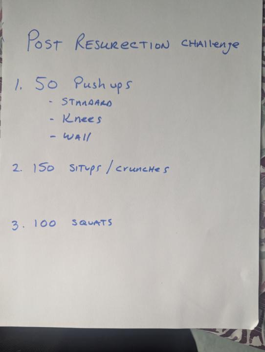 Week of post resurrection challenge 