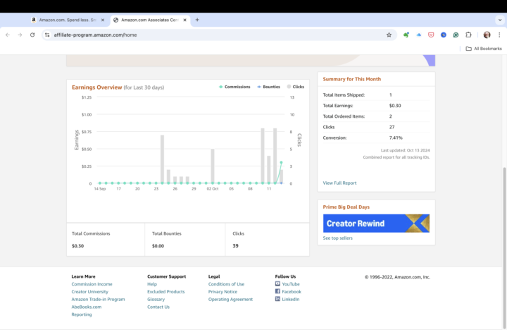 First Amazon Affiliate $