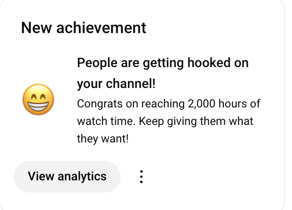 2000 watch hours🥳🥳🥳