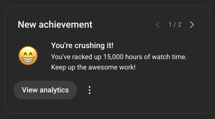 15,000 hours of watch time