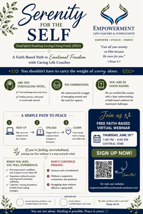 Faith Oriented Serenity for the SELF live free Webinar Thursday @ 8:00 pm Eastern time