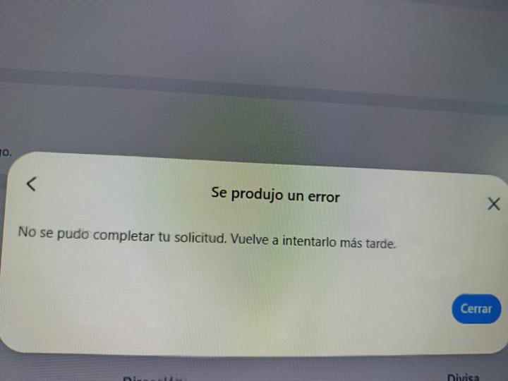 Error al agregar método de pago 