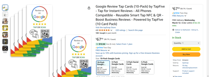 Google Business review tap cards!! 